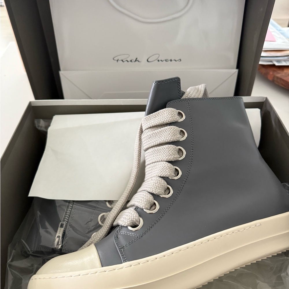 Rick Owens Gray High-Top Sneakers